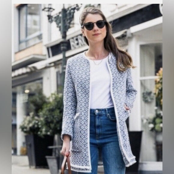 Carolina Belle Jackets & Blazers - Carolina Belle Montreal Spring Tweed Blazer Cottage Core Boho Blue Jacket, S